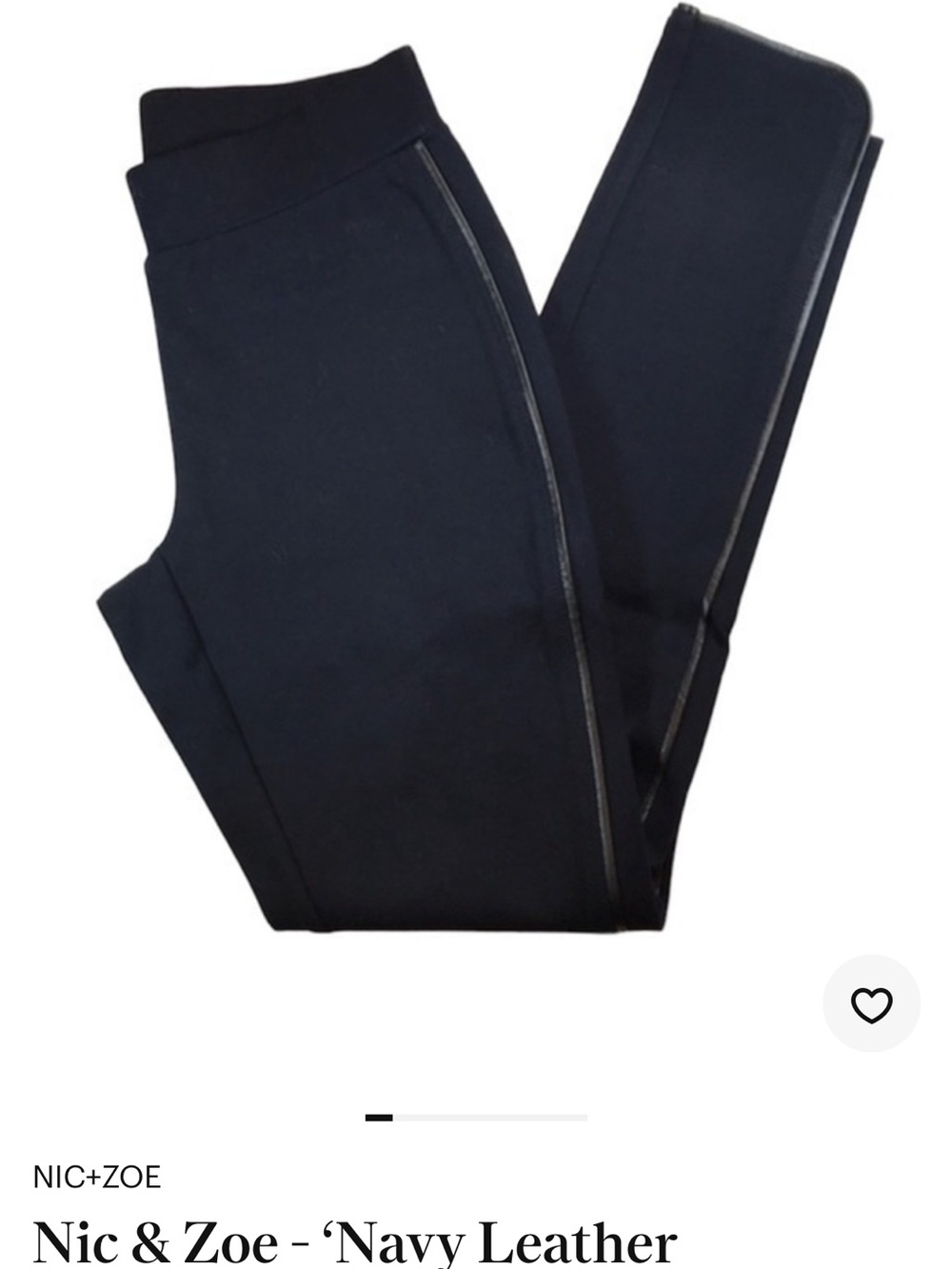 NIC+ZOE Kids Navy Leggings with Faux-Leather Trim